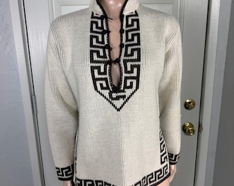 Vintage 60s 70s Sturbridge Sweater Small Orlon Acrylic Hippie Boho Ski Knit V26