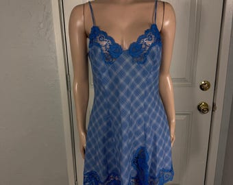 Vintage Y2K Victorias secret Lingerie Mini dress Medium Lace Plaid RARE K3-30