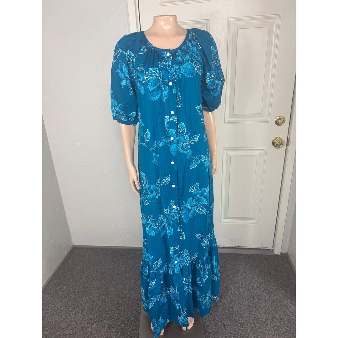 Vintage 70s 80s Hilo Hattie Women's Dress S Cotton Hawaiian Floral Maxi ...