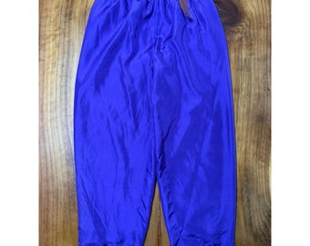 Vintage 80s 90s Carol Little pants 18W Pull on Silk PURPLE Plus Size F4-17