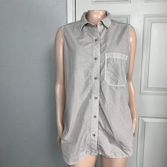 Gramicci, Vintage Gramicci Shirt Women's Large Button Sleeveless Cotton Nylon Outdoor W4-3