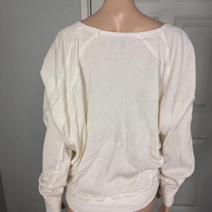 Vintage Y2K Free people Women Shirt Thermal Waffle Knit Cotton off shoulder II11 image 3