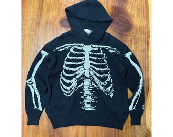 Vintage Y2K Team Sesh Men's Sweater XS Bones Skeleton Pullover Acrylic Knit CC22