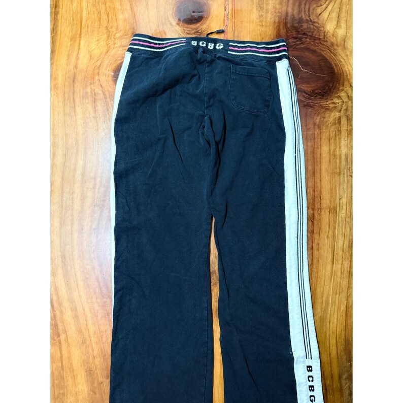 Pantalones anchos estilo vintage Y2K de BCBG, talla grande, elásticos, deportivos, de tiro bajo, a rayas, de algodón L4 imagen 8