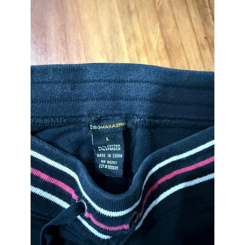 Pantalones anchos estilo vintage Y2K de BCBG, talla grande, elásticos, deportivos, de tiro bajo, a rayas, de algodón L4 imagen 5