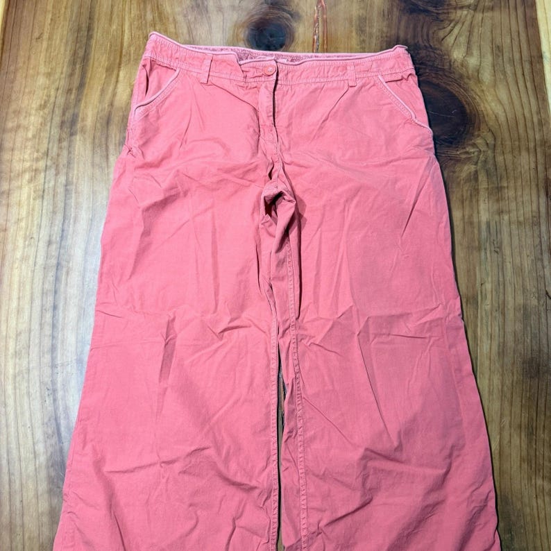 Vintage Y2K Anthropologie Hei Women's Pants 14 Baggy Cotton Wide Leg Coral R24 Bild 3