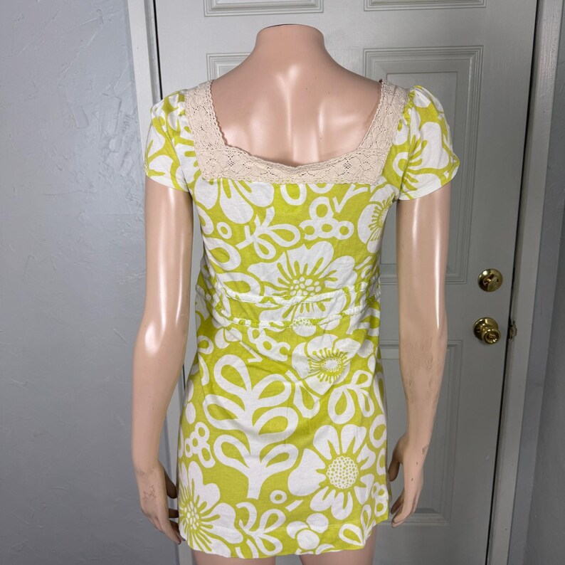 Vintage Y2K Anthropologie Mini Dress Cotton Lace Floral Babydoll Summer B10 image 4