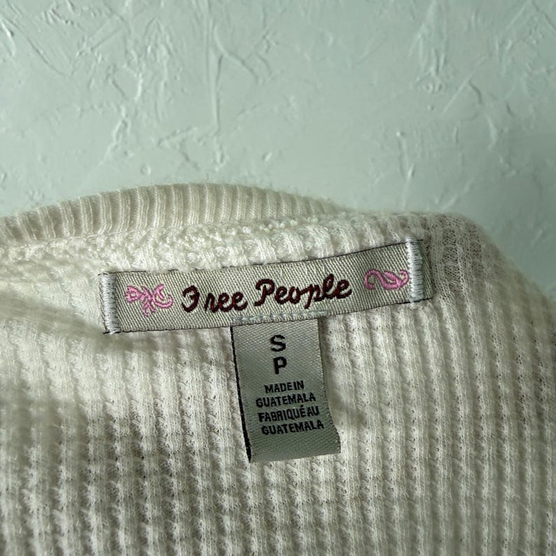 Vintage Y2K Free people Women Shirt Thermal Waffle Knit Cotton off shoulder II11 image 5