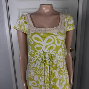 Vintage Y2K Anthropologie Mini Dress Cotton Lace Floral Babydoll Summer B10 image 2