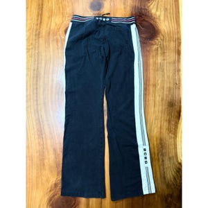Pantalones anchos estilo vintage Y2K de BCBG, talla grande, elásticos, deportivos, de tiro bajo, a rayas, de algodón L4 imagen 6