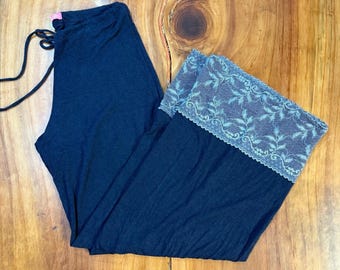 Vintage Y2K Wendy Glez Women's Pants Petite Small Lace Wide Bamboo Pajama B3-16