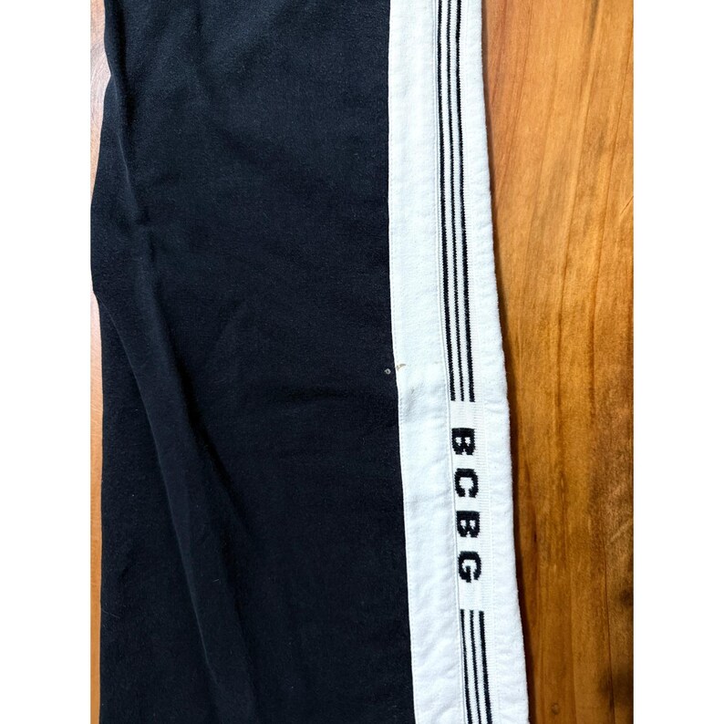 Pantalones anchos estilo vintage Y2K de BCBG, talla grande, elásticos, deportivos, de tiro bajo, a rayas, de algodón L4 imagen 7