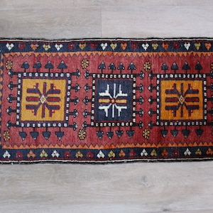 Yoruk Yastik, circa 70 anni, / Federa per cuscino vintage, autentica, etnica, tessuta a mano, laterale / 95 cm x 47 cm / 3,11 piedi x 1,54 piedi