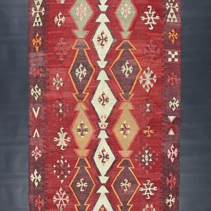 Around 70 year old Adana Kilim / Antique, Vintage, Authentic, Decorative, Handmade, Red Kilim - Rug / 178 cm x 97 cm / 5.83 ft x 3.18 ft