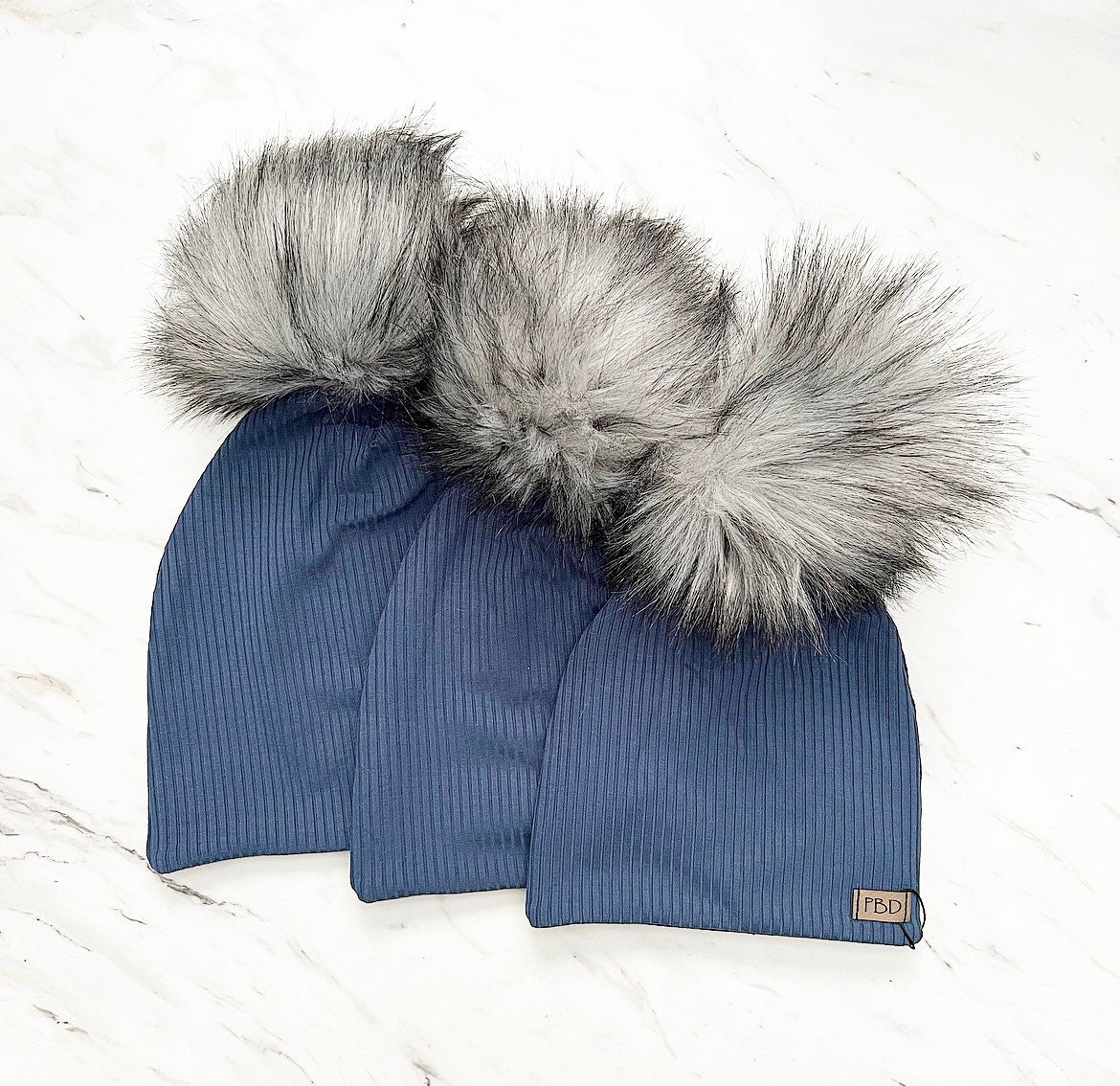 rib knit beanie hat dusty blue