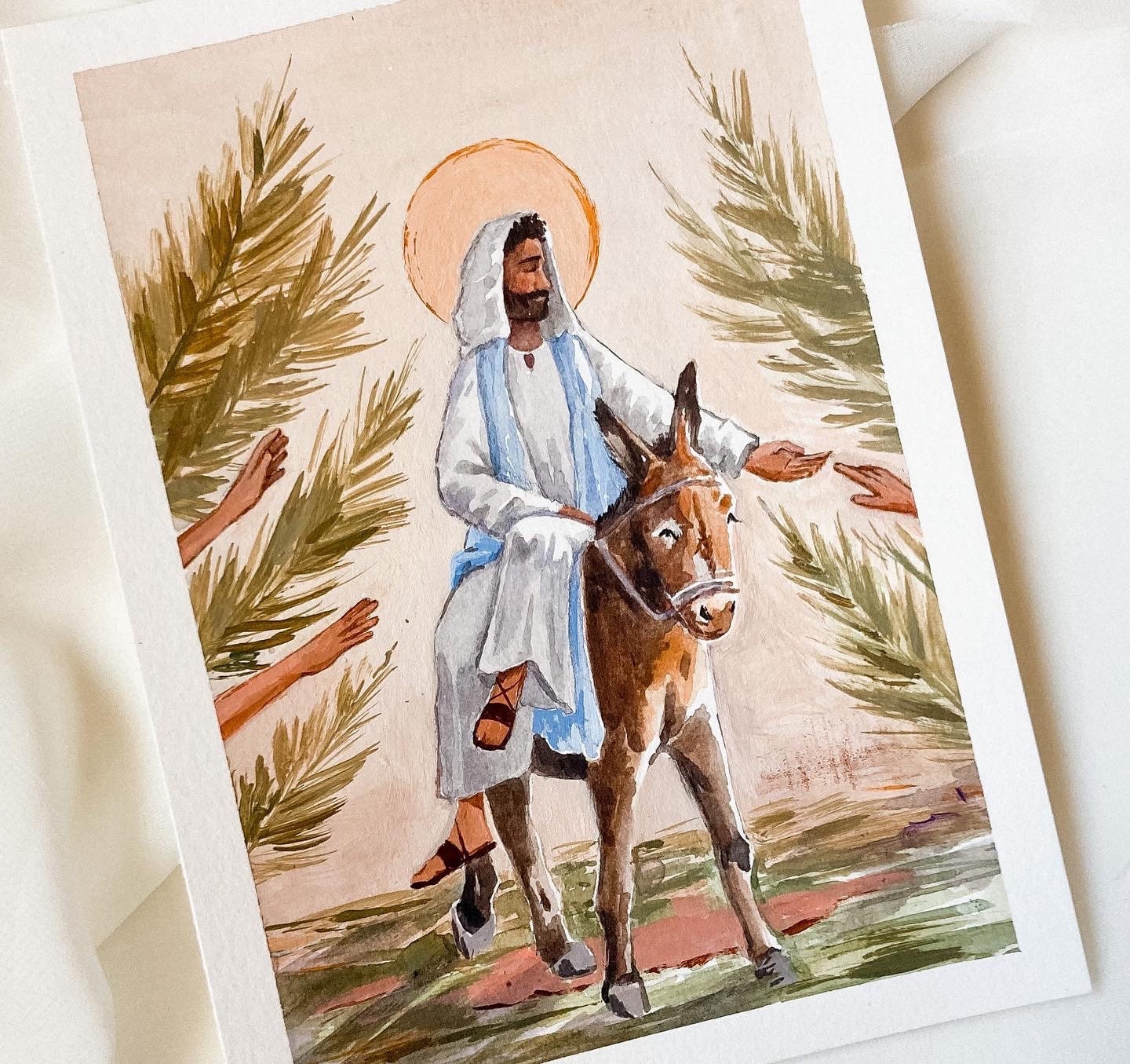 Palm Sunday Art Print: Jesus Enters Jerusalem on Donkey - Etsy