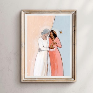Angel Mom Art Print: Mother & Child with Butterflies