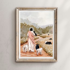 Come Follow Me, Jesus and His sheep, The Good Shepherd, Jesus Christ Wall Art, Jesus Christ Art, Jesus Art, Jesus Christ Painting,lost sheep