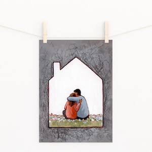 Maybe Home Is A Person, Husband And Wife Wall Art, Marriage Art, Marriage painting, romantic art print