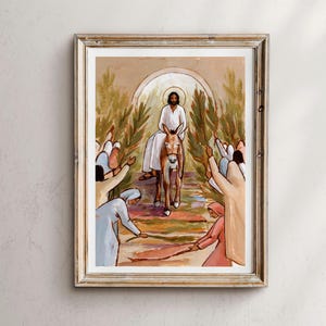 Hosanna In The Highest, Palmsonntag, Einzug in Jerusalem, religiöse Osterkunst, Osterkunstdruck, christliche Kunst, Osterkunst
