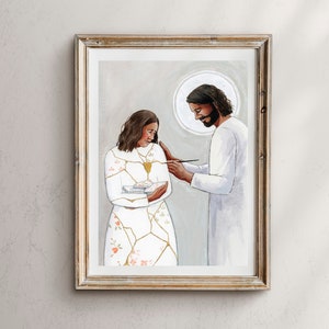 Él hizo todas las cosas hermosas en su tiempo, Kintsugi Cristo, Jesús, Arte de Jesucristo, Arte Kintsugi, Pintura de Jesucristo, Imagen de Jesús