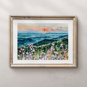 Impression de la vallée de Shenandoah, Shenandoah, art de la montagne, impression de paysage aquarelle, art du paysage, décoration murale