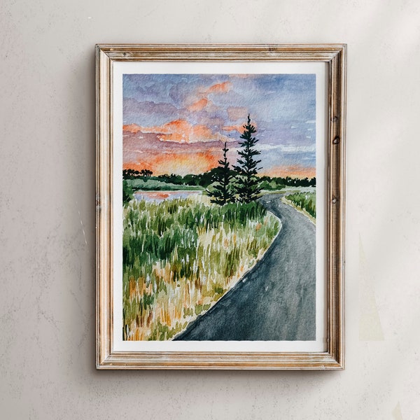 Island Park Idaho, Idaho Art, Mountain Art, Watercolor Landscape, Landscape Art, Wall Decor, Yellowstone, sunset art