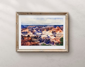 Grand Canyon Watercolor Print: Arizona Landscape Art