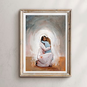My Refuge, Christ Comforting Child, Jesus Christ Art, Jesus Christ Artwork, Jesus Christ Art Print, Jesus Christ, Christian artwork,