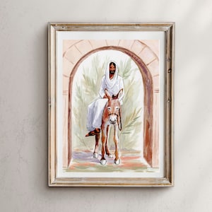 Palmsonntag, Triumphaler Einzug in Jerusalem, Religiöse Osterkunst, Ostern Kunstdruck, Jesus Christus Kunstwerk, Christliche Kunst, Osterkunst, lds
