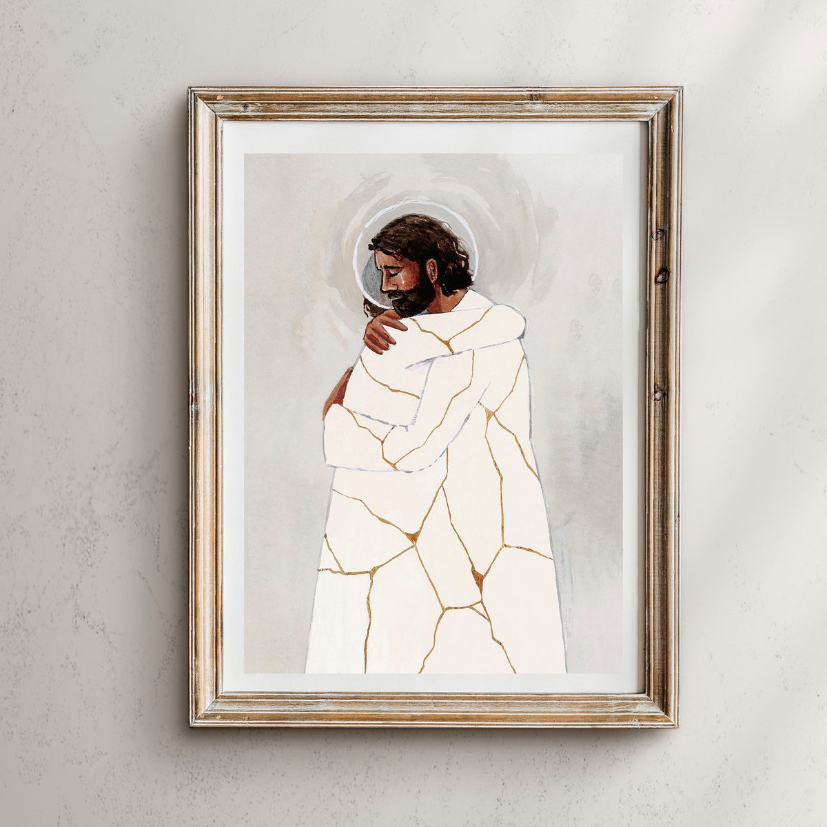 Kintsugi Christ Print: 'he Binds up the Broken Hearted' - Etsy - 11 x 14 WITH GOLD FOIL