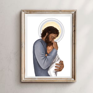 Jesus Christ and Baby Art Print: Religious Wall Decor