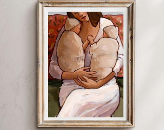 Twin Mom Art Print: Motherhood Artwork, Nursery Wall Decor
