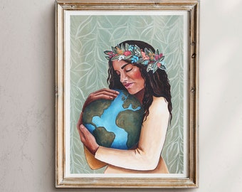Impresión de la Madre Tierra: Arte de la Madre Celestial, Decoración Cristiana