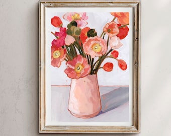Mohnblume Kunstdruck: 'Peaceful Poppies' Blumenmalerei