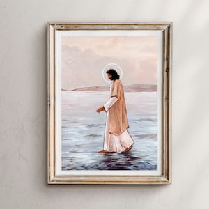 The Winds And The Waves Obey Him, Christ walking on water, walking on water, Religious art, religious print, Jesus art, Christian Art Print