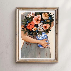 Blumen halten, Blumen halten, Blumen halten, Blumen halten, Gartenarbeit, Neugeborenes Baby, Illustration, Illustration