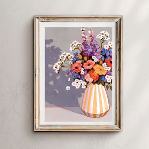 Wildflower print, wilde bloemen in vaas, Flower art Prints, Flower Wall Art, Flower Bouquet Wall Art, Bloemenprint, bloemschilderij