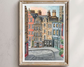 Victoria Street, Edinburgh, Scottish Collection, Scottish art print, Scotland art print, Scottish painting, scotland art