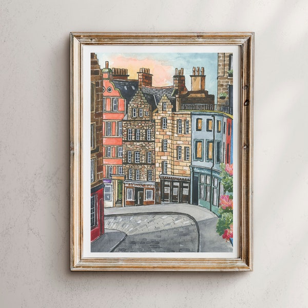 Victoria Street, Edinburgh, Scottish Collection, Scottish art print, Scotland art print, Scottish painting, scotland art