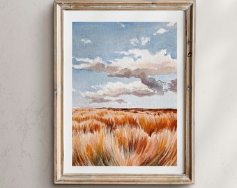Impresión artística de paisaje de acuarela de campo otoñal