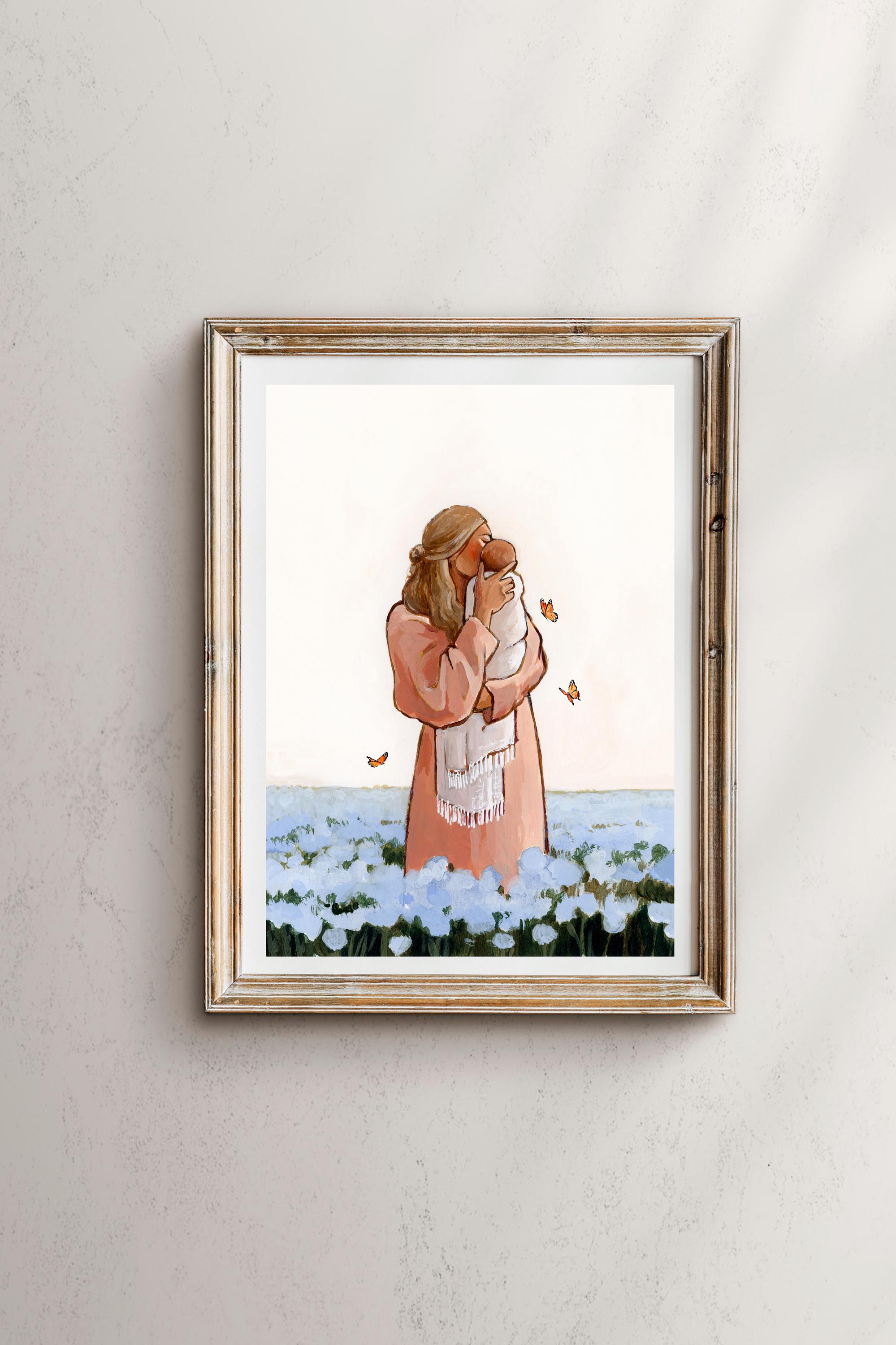 Mother and Angel Baby Art Print: Forget-me-nots Memorial - Etsy