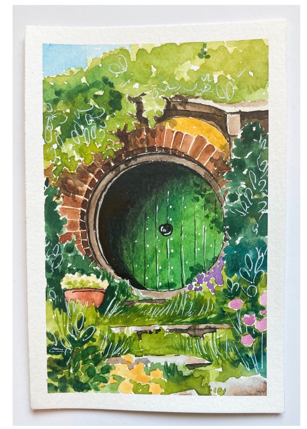 Bag End Hobbit Watercolor Door Fan Art | Etsy