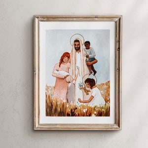 Christ And The Children, Christ with children,Jesus Christ Art, Jesus Christ Artwork, Jesus Christ Art Print, Christian Art, religious print