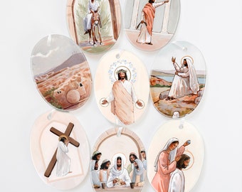 Holy Week ornament set, Porcelain Ornaments, Easter ornaments, Holy Week ornaments, Holy Week Set, Religious Ornaments, Holy Week