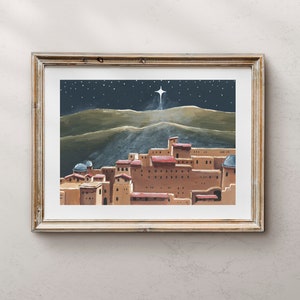 Bethlehem, O little town of Bethlehem, Christmas art; Christian Art, religious print, Holiday decor, Holiday wall art