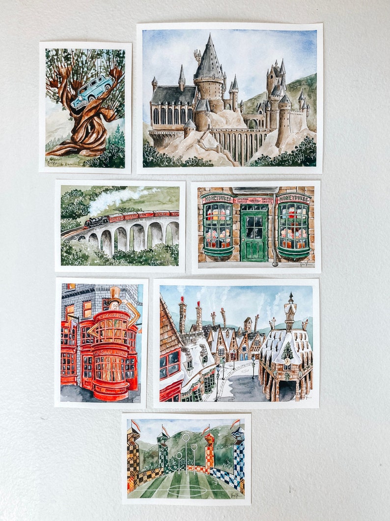 Assorted Harry Potter prints fan art Hogwarts Hogsmeade Etsy