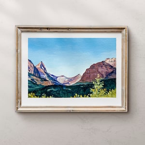 Glacier National Park, Glacier, Montana Landscape, landscape painting ,Watercolor Landscape, Landscape Art, Wall Decor
