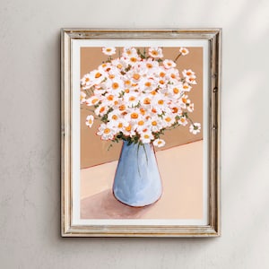 Daisy print, daisies in vase, Flower art Prints, Flower Wall Art, Flower Bouquet Wall Art, Floral Print, flower painting, daisy