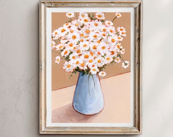 Daisy Bouquet Art Print: Floral Still Life Painting